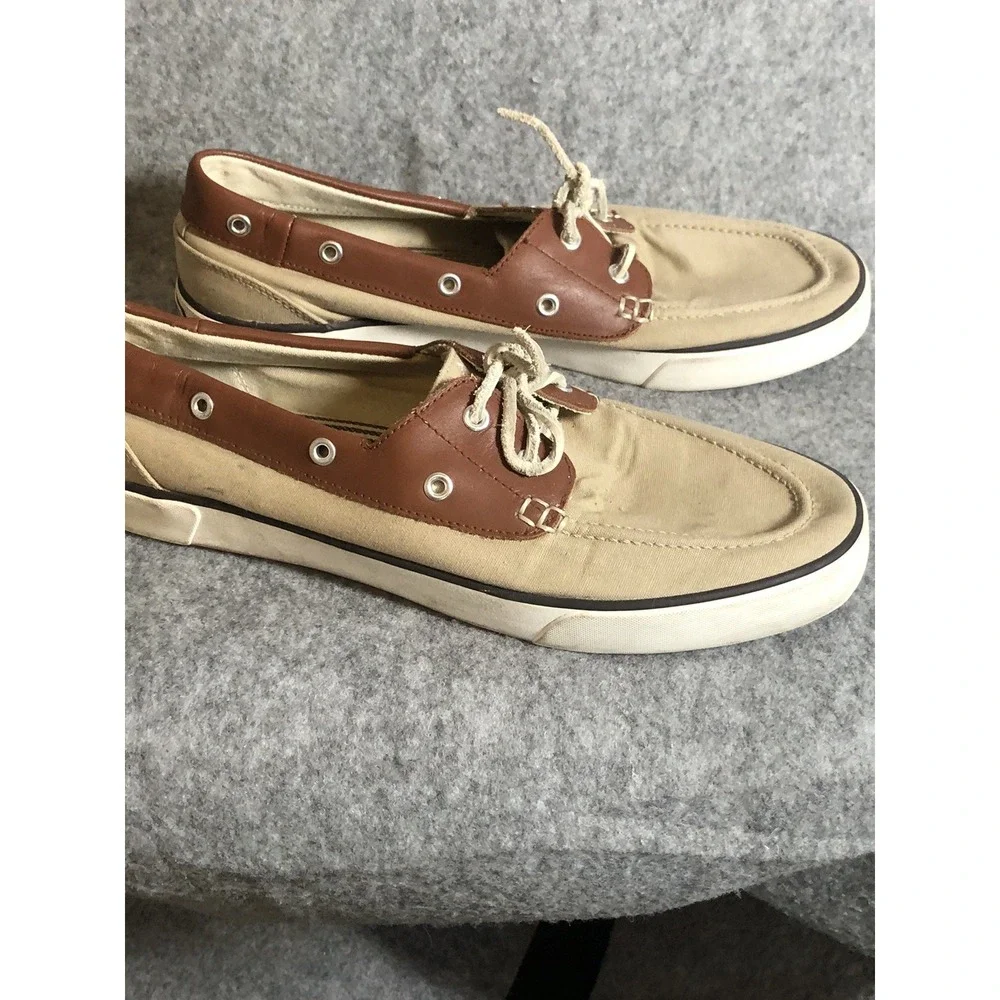 Polo Ralph Lauren Rylander Mens Loafer Slip On 12D Tan Canvas Boat Shoe